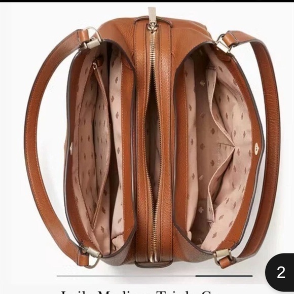 Kate Spade Jackson Triple Compartment Shoulder Tote Satchel Gingerbread color - Picture 6 of 16